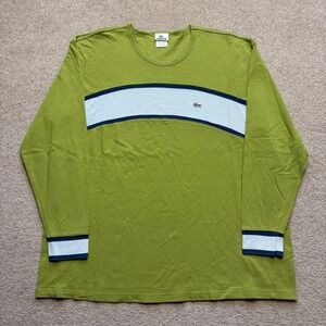 Lacoste Shirt Mens 3XL Green Colorblock Long Sleeve Crewneck Tee Croc Logo